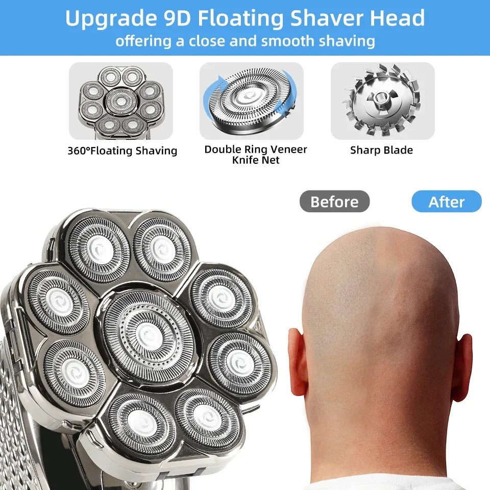 Full MultiTrim grooming set: electric shaver, beard trimmer, nose trimmer, body groomer, facial cleanser