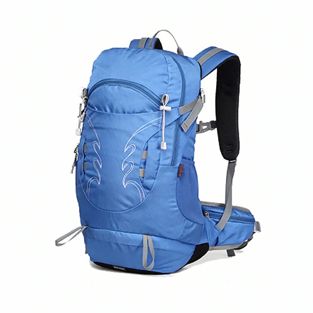 Open 7.9 Gallon men's ventilated hiking backpack, showing ample space for camping & travel gear.