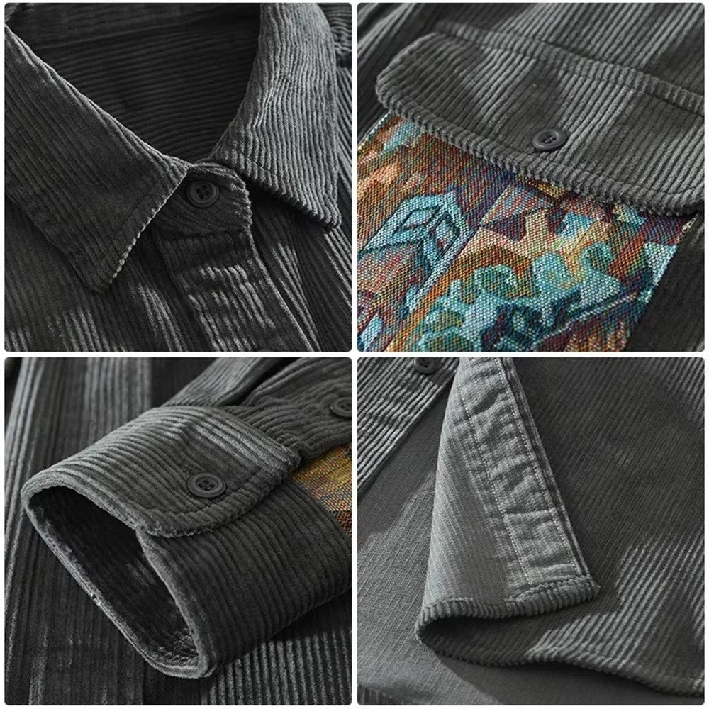 Versatile men's long sleeve casual shirt with a distinctive abstract pattern. Relaxed fit for all-season comfort.
