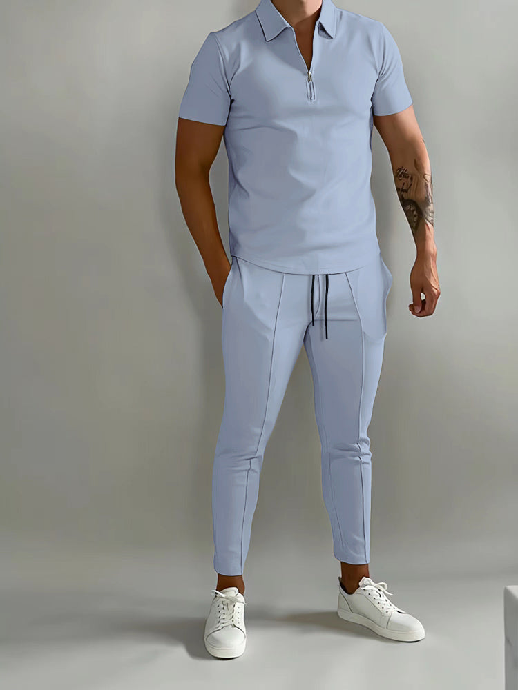 Stylish men's polyester training set designed for ultimate comfort during active workouts, gym sessions, and outdoor activities.