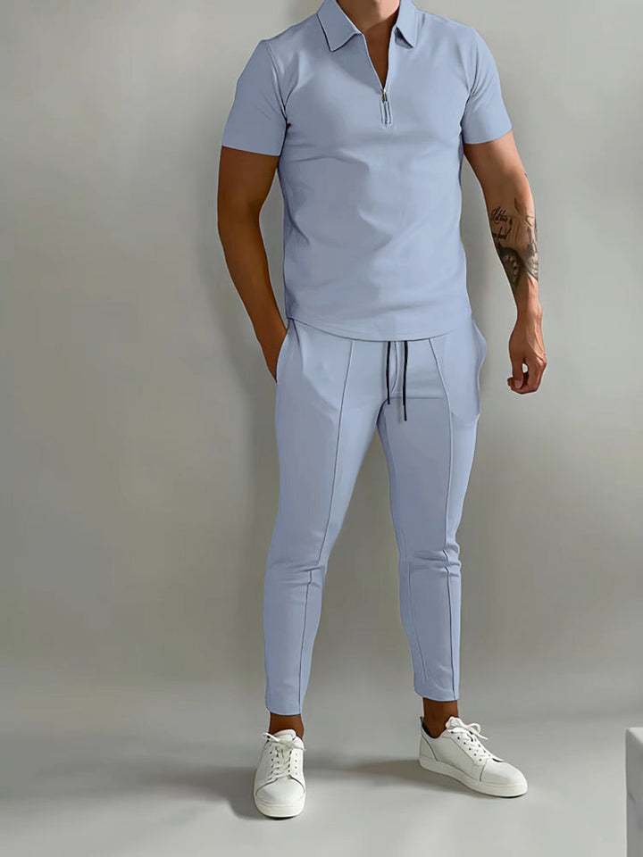 Stylish men's polyester training set designed for ultimate comfort during active workouts, gym sessions, and outdoor activities.
