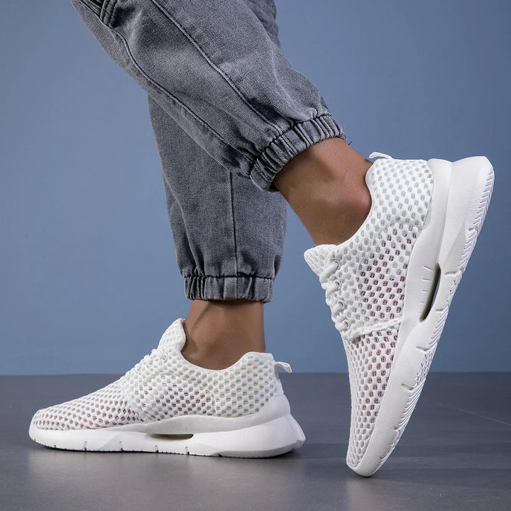 Men's breathable mesh walking shoes, lightweight and odor-resistant comfort sneakers.