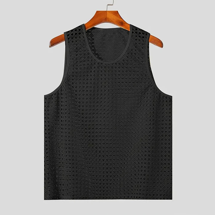Men's lightweight Aero-Mesh tank top, a breathable knit design for ultimate summer comfort and casual style.