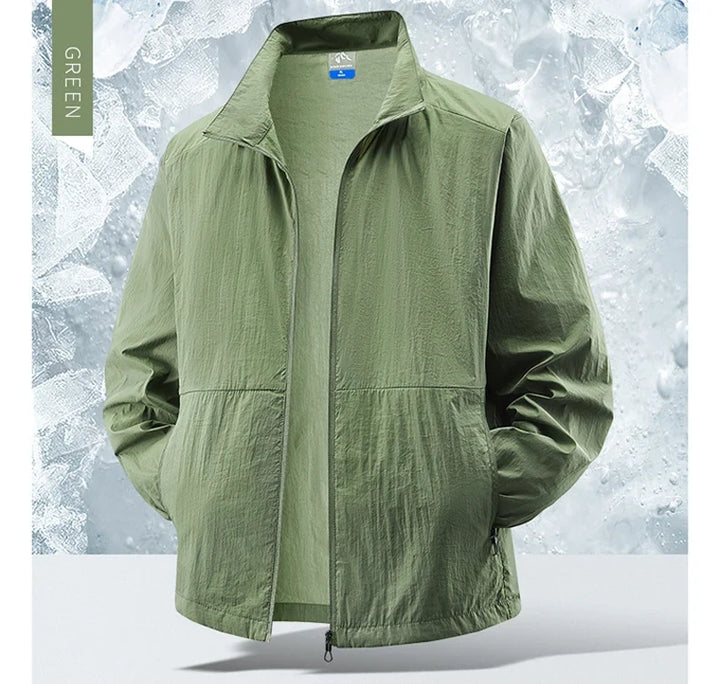 Men's Aero SunShield cycling jacket, ultra-light design, windproof & sun-protective. Perfect for speed & comfort.