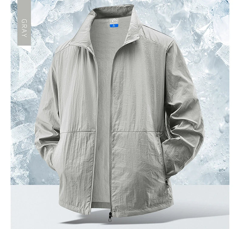 Multi-sport men's jacket for cycling, running, hiking. Lightweight, windproof & sun-protective active outdoor wear.