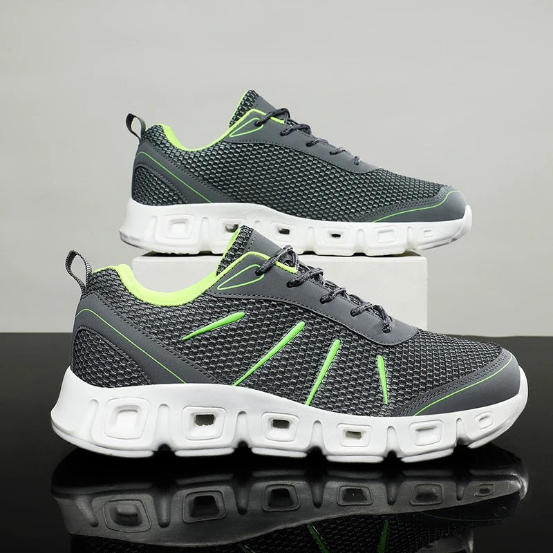 Blue AeroFlex men's running shoes with superior flexibility, comfort & stability for runners.