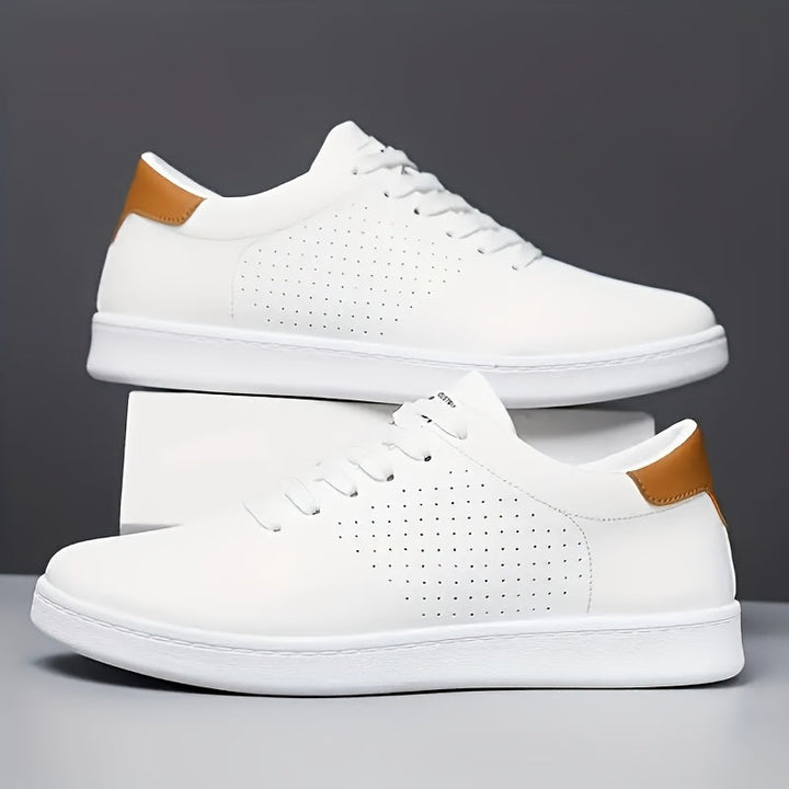 Stylish men's Aeron low-top sneakers on foot, showcasing comfortable everyday fashion & versatility.