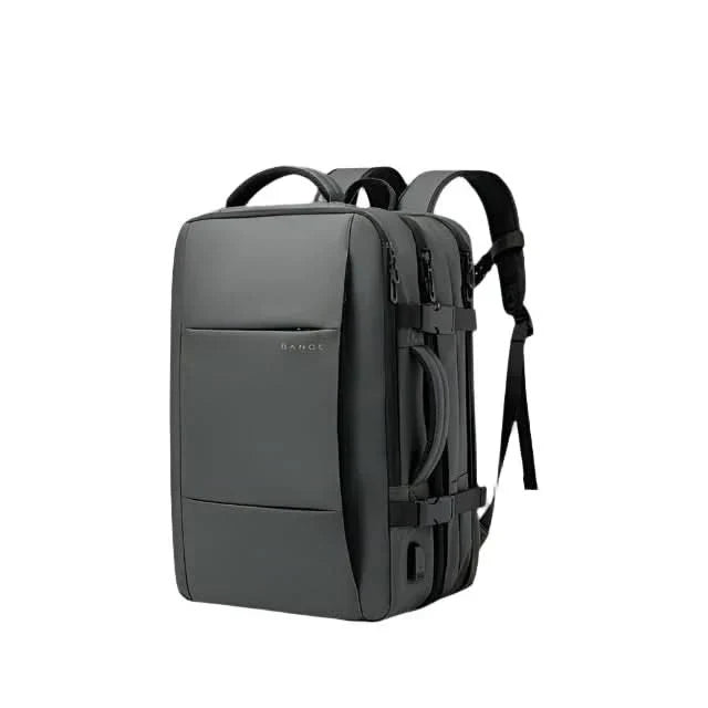 Durable aesthetic men's laptop backpack, black. Water-resistant material, quality for professional use.