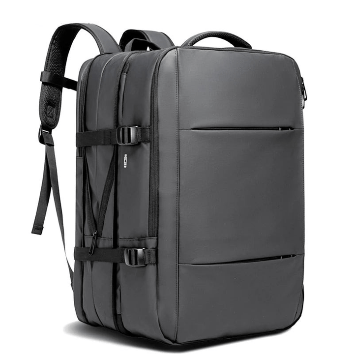Expandable men's commuter backpack, black. Professional, large capacity, ideal for 17-inch laptop.