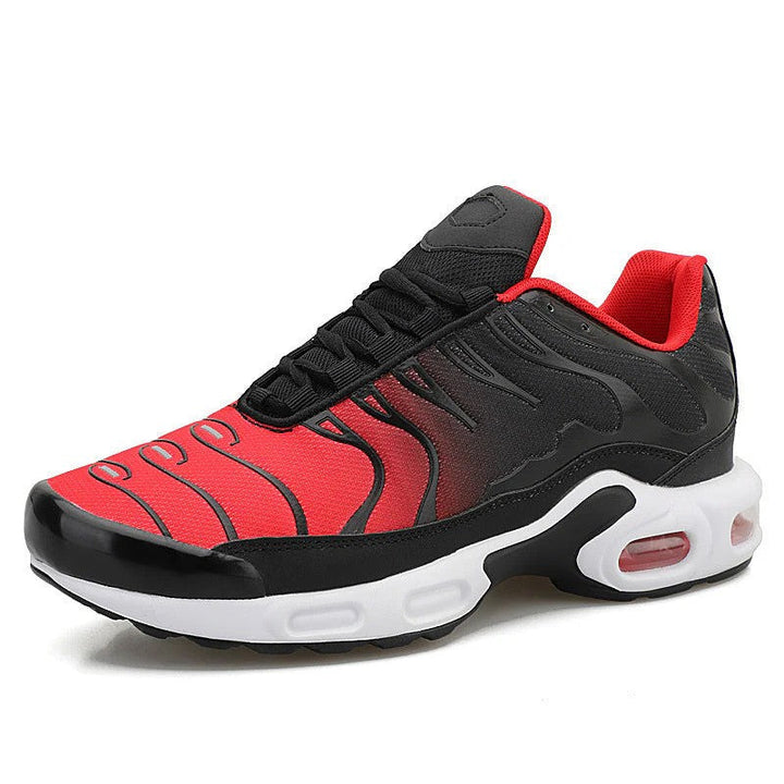 Close-up of Men's Titan Air Cushion athletic shoes, showing secure lace-up design & comfortable cushioning.