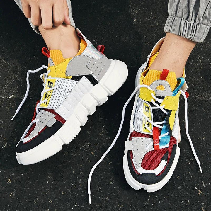 Pair of AirWave Men's Skater Streetwear Sneakers, showcasing urban fashion & comfort.