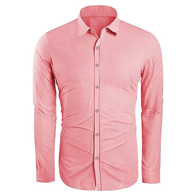 Versatile men's airy breathable long sleeve button-down shirt for summer, travel & casual outings.