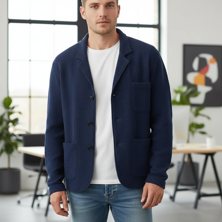 Men's Alexander slim fit cotton blend cardigan jacket with buttons, perfect for casual or formal wear
