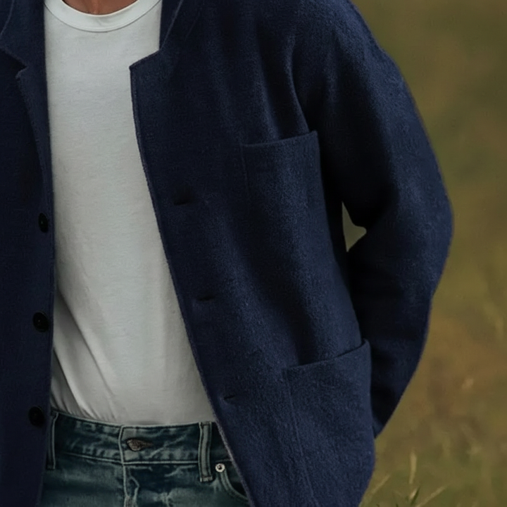 Casual Alexander slim fit cardigan jacket for men, featuring buttons and a comfortable cotton blend