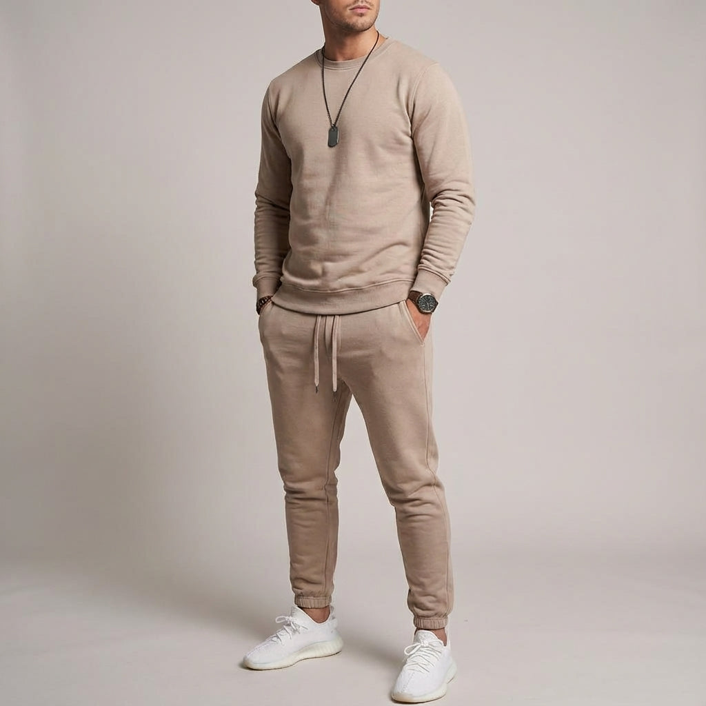 Alfonso men's tracksuit set in a dynamic pose, perfect for active lifestyle and gym clothing.