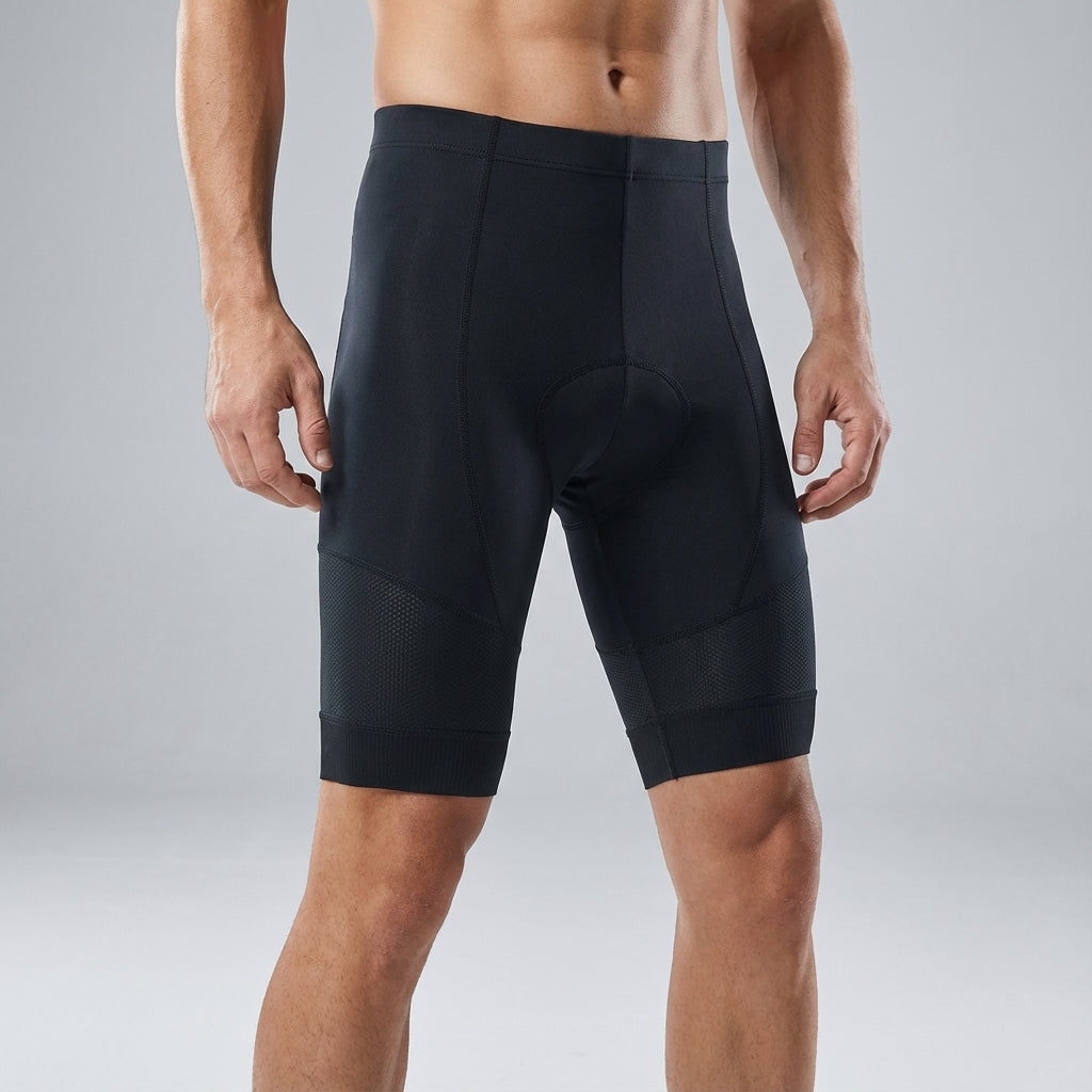 Black Alfonso men's athletic cycling shorts, gel-padded for improved comfort