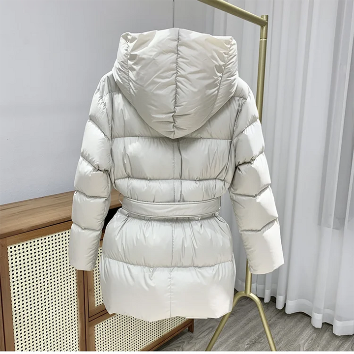 Back view of men's relaxed fit hooded jacket, all-season outerwear with comfort wear design.