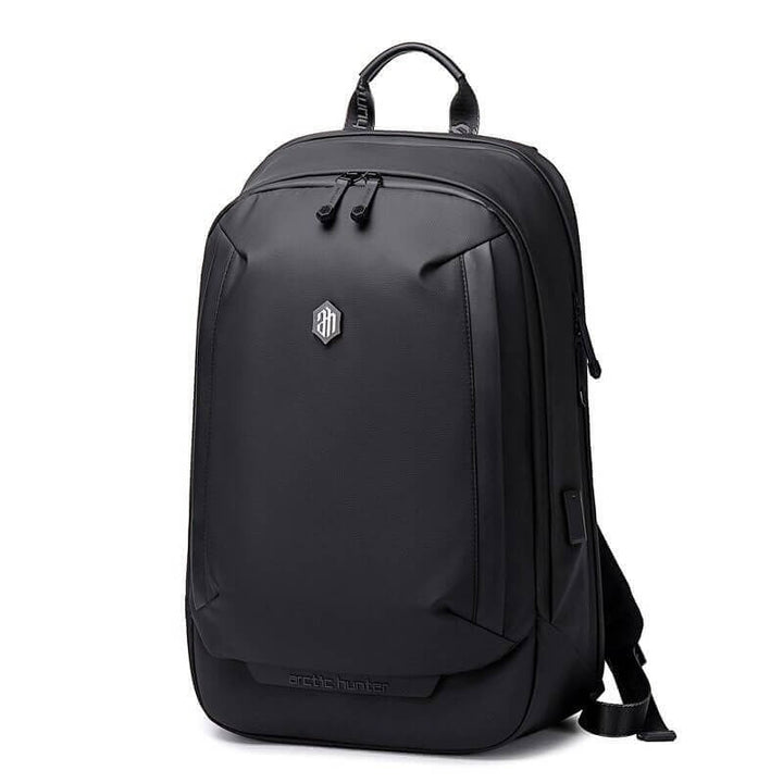 Men's AllCarry water-resistant anti-theft travel & work backpack. Durable commuter laptop bag in black.