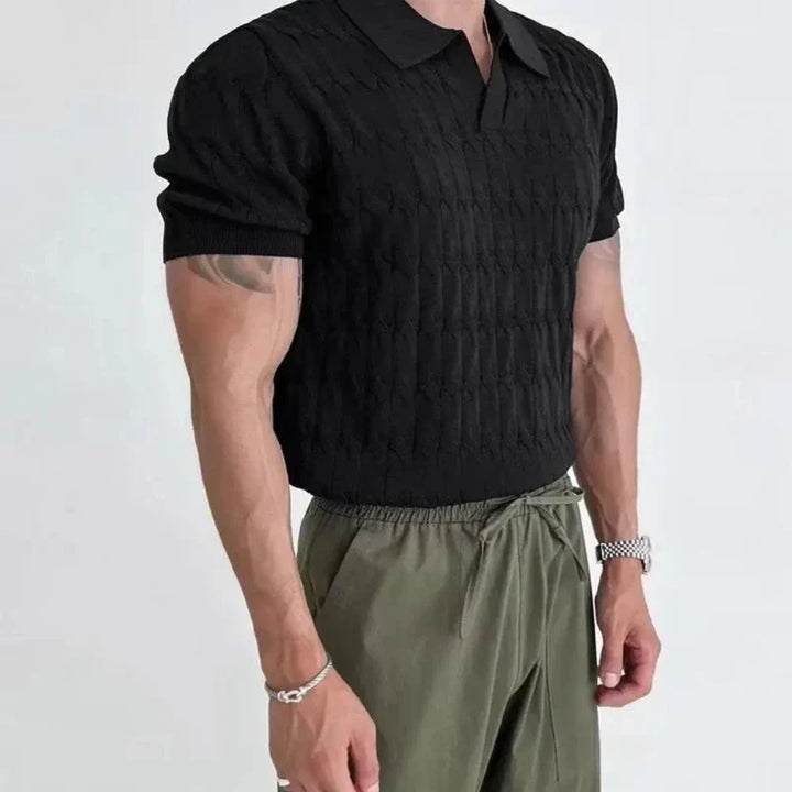Versatile men's Almero collared polo shirt, classic fit, short sleeve, perfect for casual or smart casual looks.