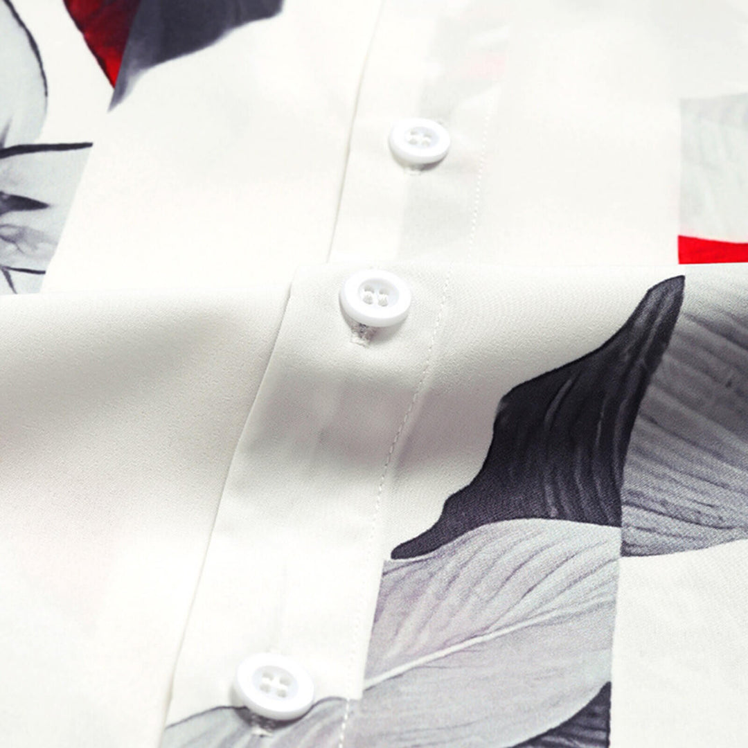 Tropical print men's short sleeve shirt, button-up front, perfect addition to any summer fashion wardrobe