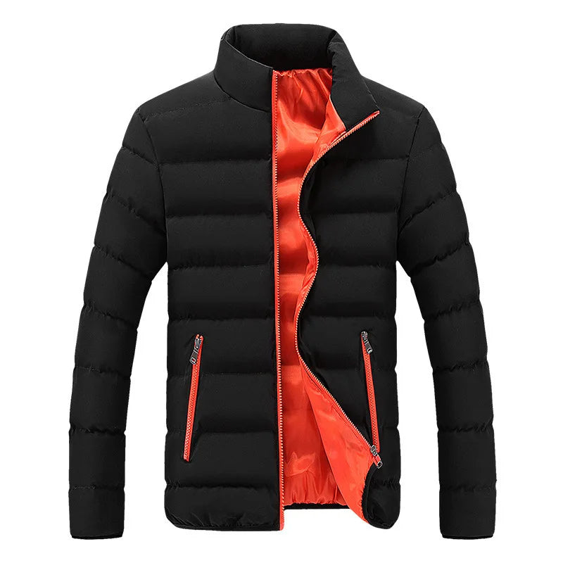Men's Alpine Crest quilted jacket in black, offering lightweight warmth for fall & winter everyday wear.