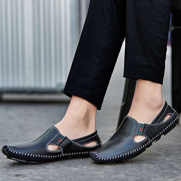 Black men's Amalfi open-toe sandals, offering all-day comfort for summer and vacation.