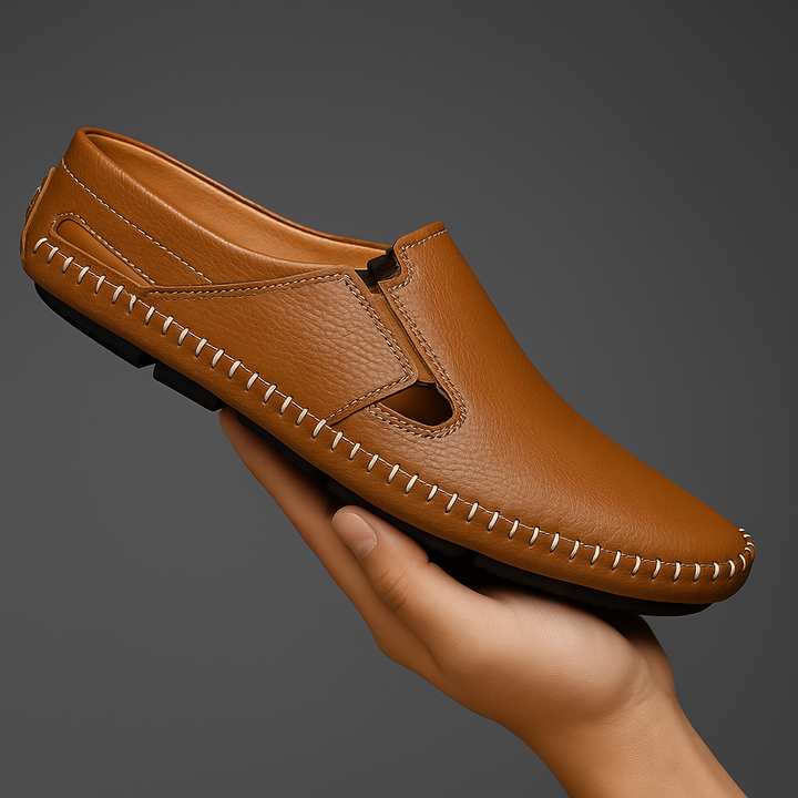 Black Amalfi comfort sandals for men, featuring an adjustable strap for ultimate summer comfort.