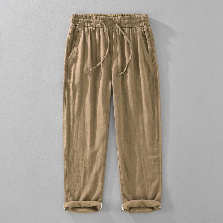 Gray men's Amalfi relaxed fit drawstring pants with tapered leg, perfect for effortless casual style & travel.