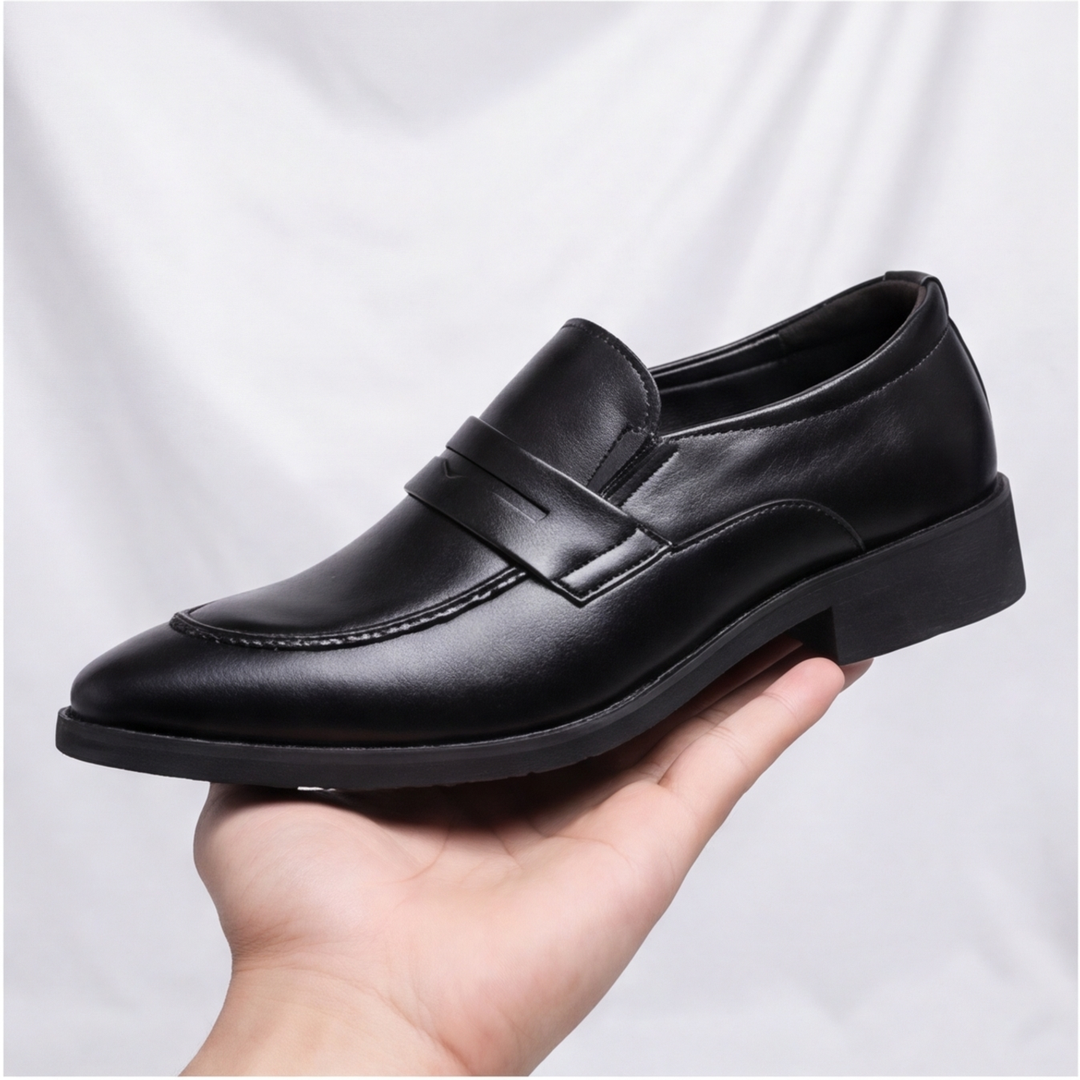 Handcrafted Men's Amalfi Penny Loafers, premium leather slip-on shoes offering durability & comfort.