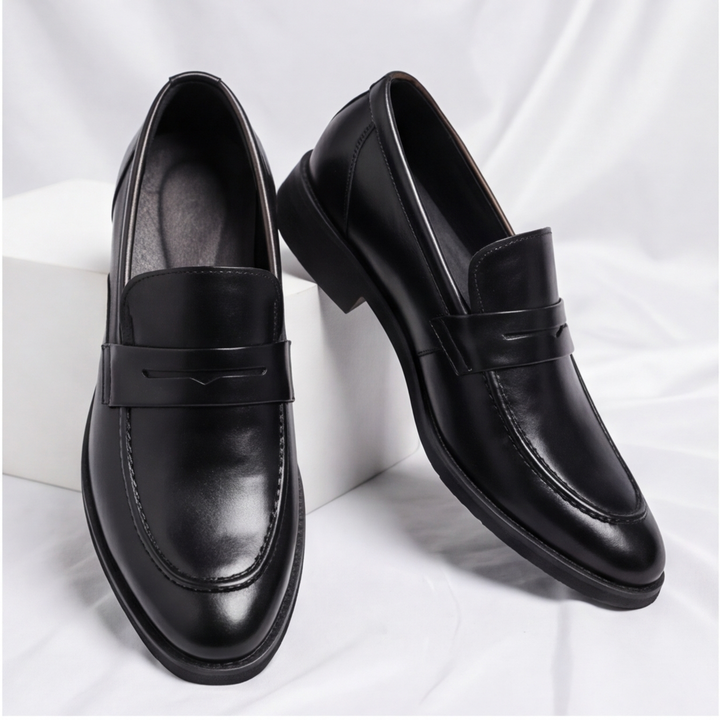 Men's Amalfi Penny Loafers, elegant slip-on dress shoes for a sharp, professional business look.