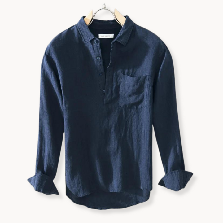 Amalfi men's popover shirt, comfortable, long sleeve, and a versatile wardrobe essential for effortless style.