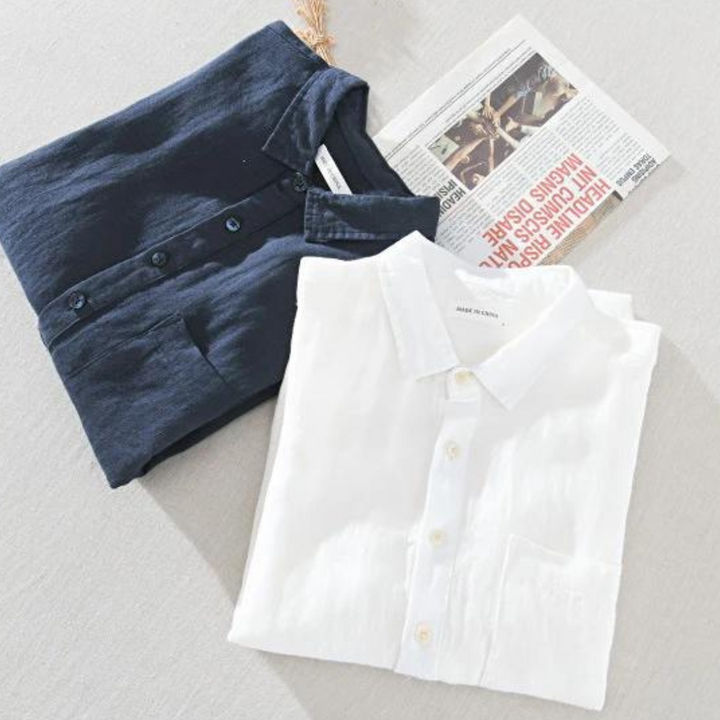 Versatile men's popover shirt, long sleeve and relaxed fit, perfect for casual or stylish outfits.