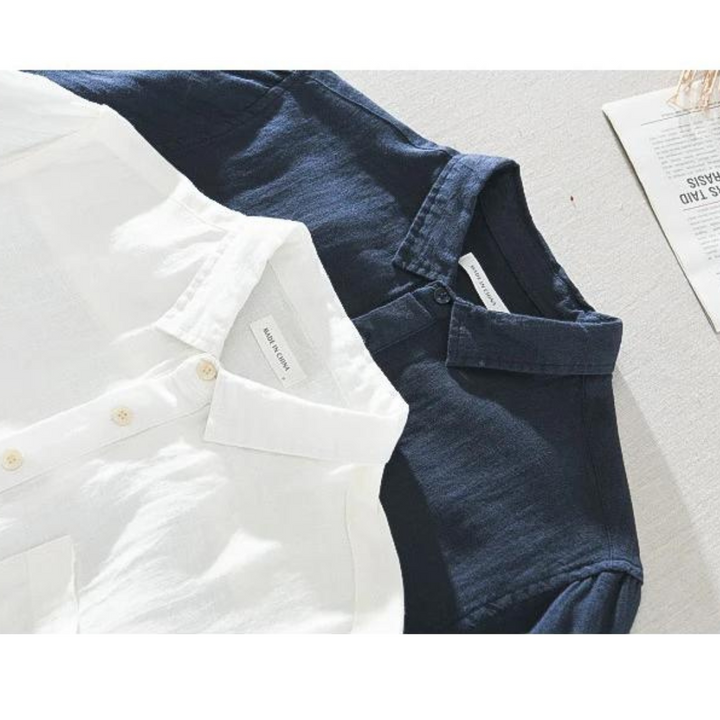 Comfortable men's Amalfi popover shirt, a long sleeve staple for modern casual men's fashion.