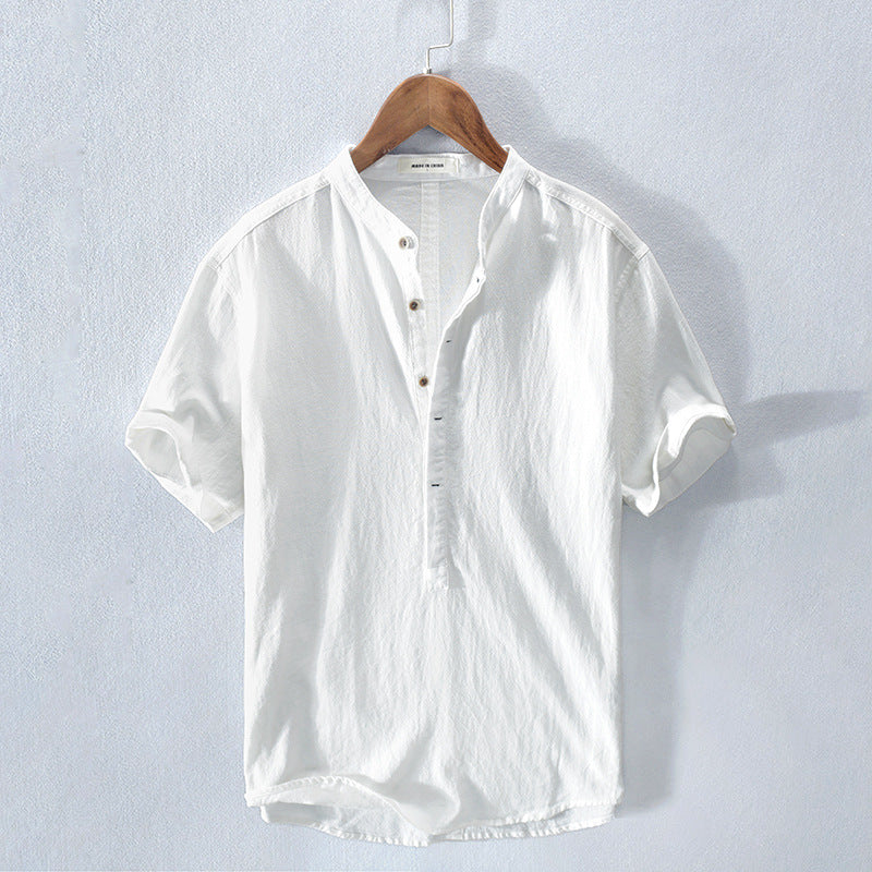 Men's Amalfi Summer Henley shirt, short sleeve, casual, perfect for warm weather & everyday style.