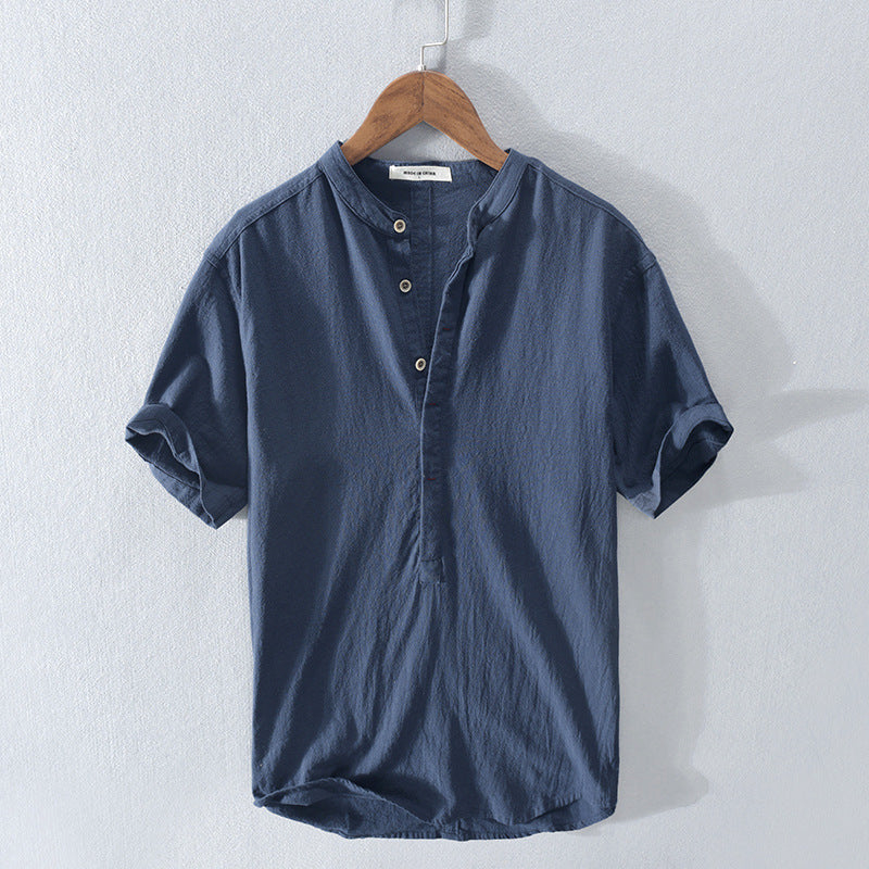 Amalfi Men's Summer Henley shirt, short sleeve, versatile for warm weather, casual everyday & vacation style.