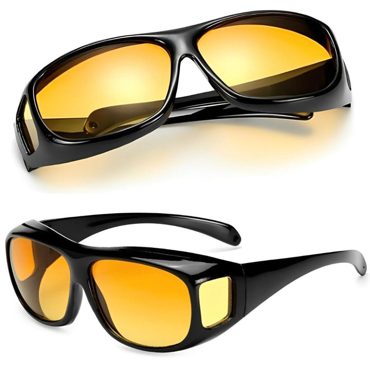 Men's anti-glare yellow tint driving glasses for enhanced night vision and low light safety.