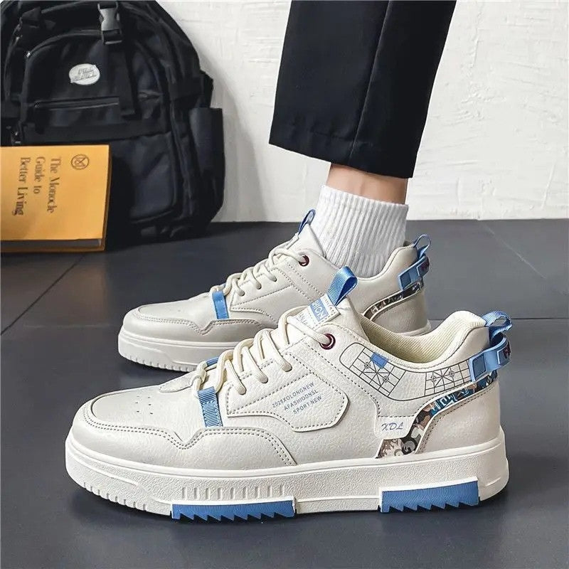 Man walking in versatile men's anti-slip lace-up shoes, perfect for daily activities.