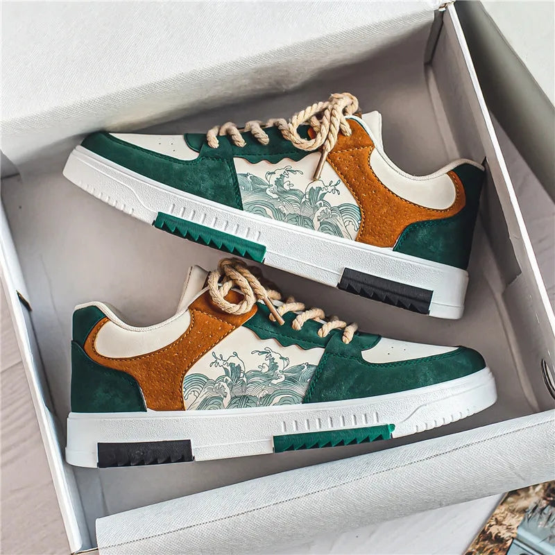 Pair of stylish men's anti-slip lace-up sneakers, ready for everyday adventures.