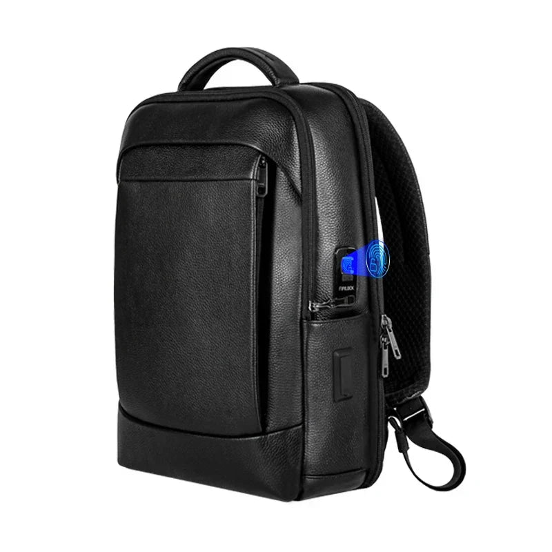 Men's anti-theft business laptop backpack with fingerprint lock. Secure, large-capacity for daily commute.