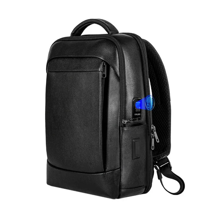 Men's anti-theft business laptop backpack with fingerprint lock. Secure, large-capacity for daily commute.