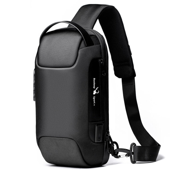 Men's anti-theft water-resistant crossbody bag with USB charging port