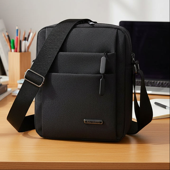 Men's anti-theft waterproof shoulder bag, secure design, ideal for urban travel & daily carry.