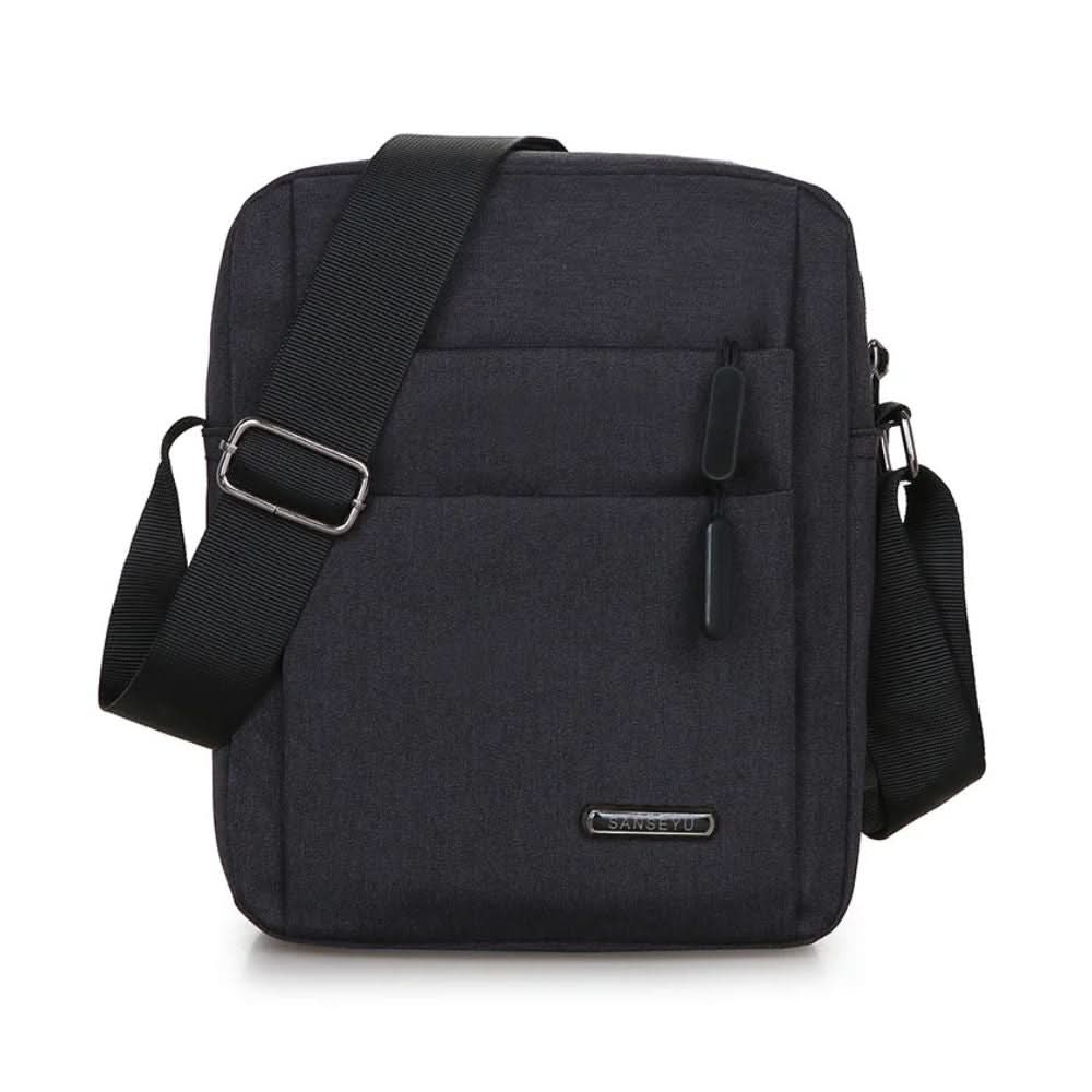 Secure black men's anti-theft cross body bag, waterproof, with hidden zippers for safe urban travel.