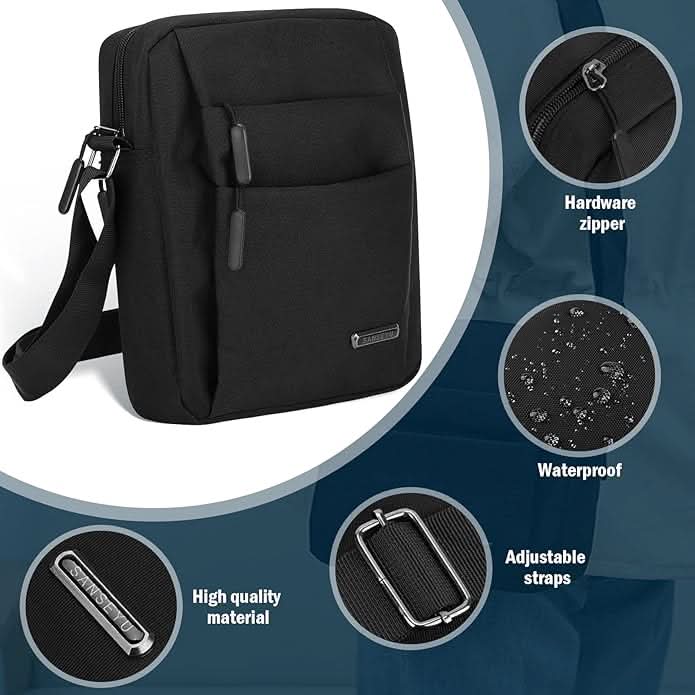 Sleek gray men's anti-theft cross body bag, waterproof, perfect for urban daily adventures.