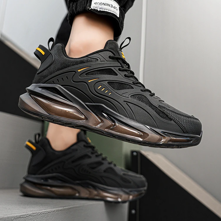 Comfortable men's gym & workout shoes featuring Apex air-cushion technology for support.
