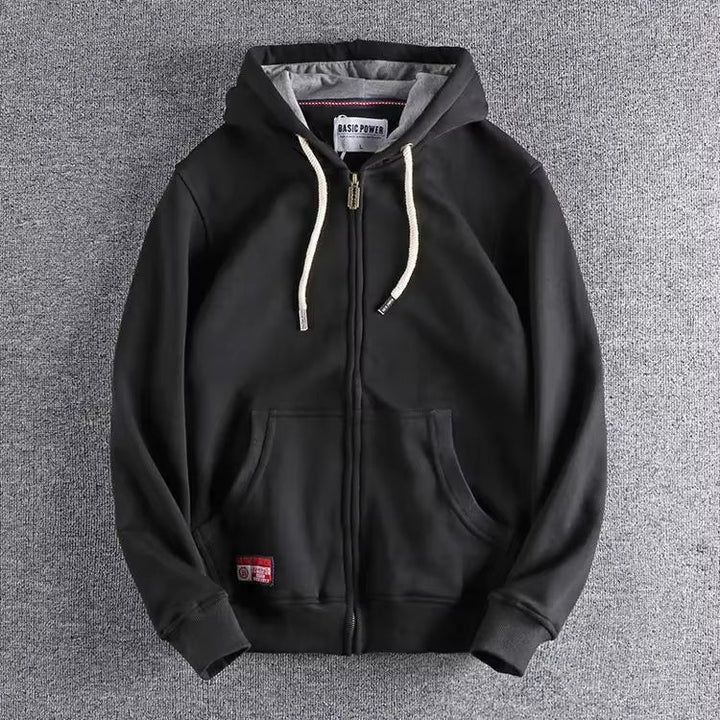 Stylish men's Apex zip hoodie, made for durable everyday wear & modern streetwear.