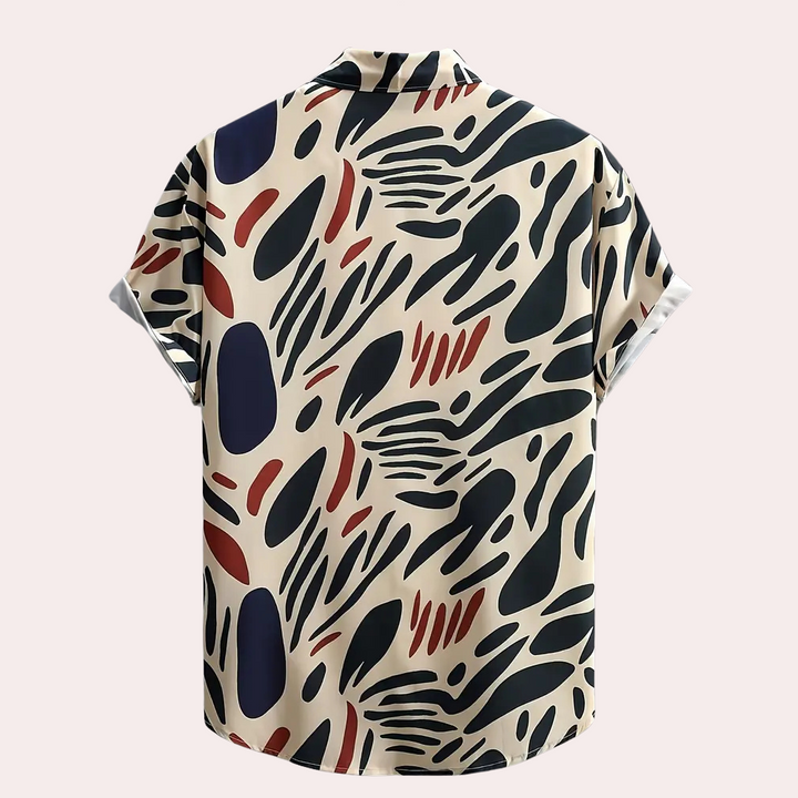 Versatile men's apricot short sleeve button-up shirt, ideal for casual summer outfits.
