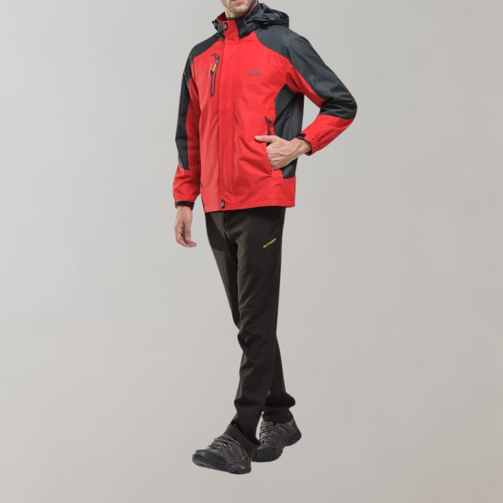 Modern men's fashion: AquaShield windproof jacket, a stylish casual & outdoor outerwear piece.