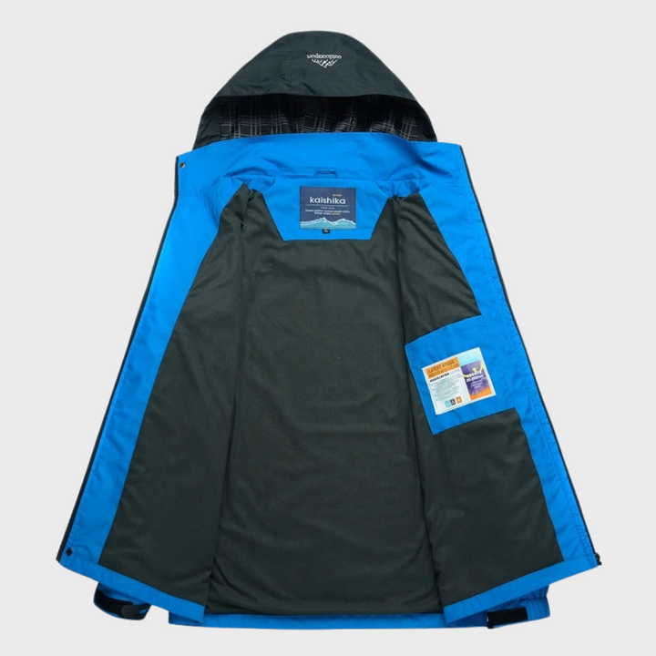 Stylish men's AquaShield windproof jacket, rugged outerwear for all seasons.