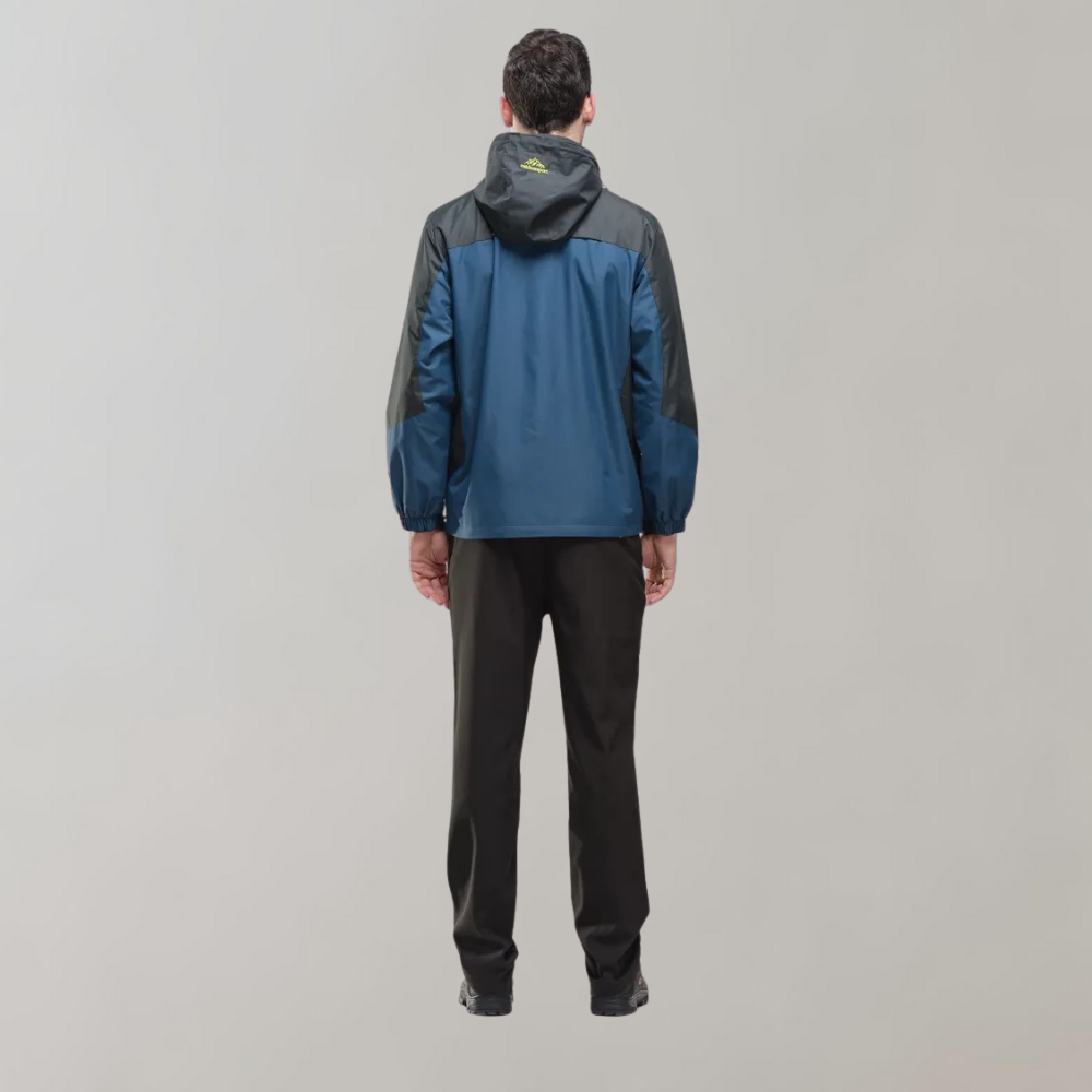 AquaShield men's windproof all-season jacket, stylish and rugged for outdoor adventures.
